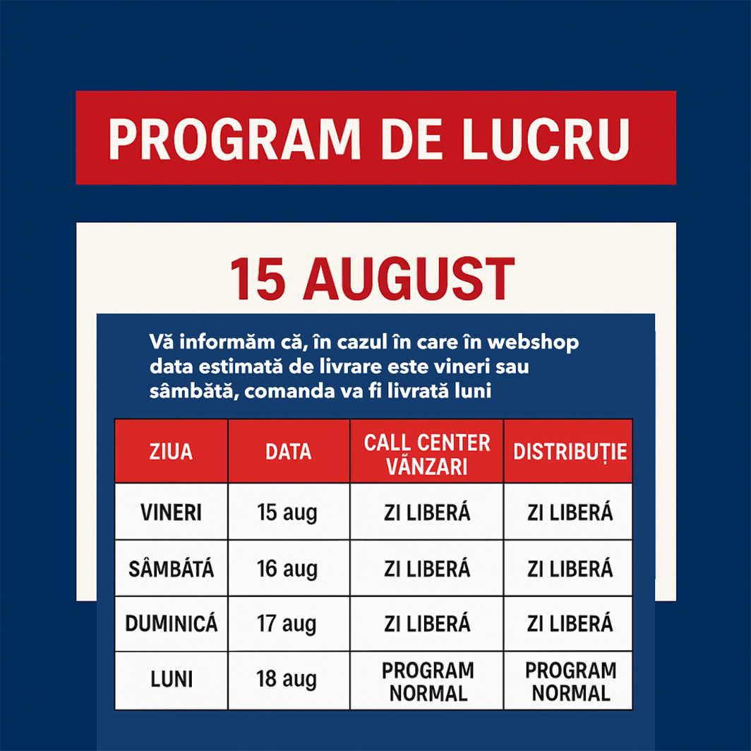 Program de lucru 15 August