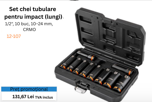 NEOTOOLS Set chei tubulare pentru maşini cu impact 