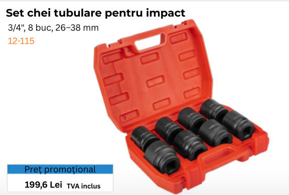 Set chei tubulare pentru maşini cu impact 12-115